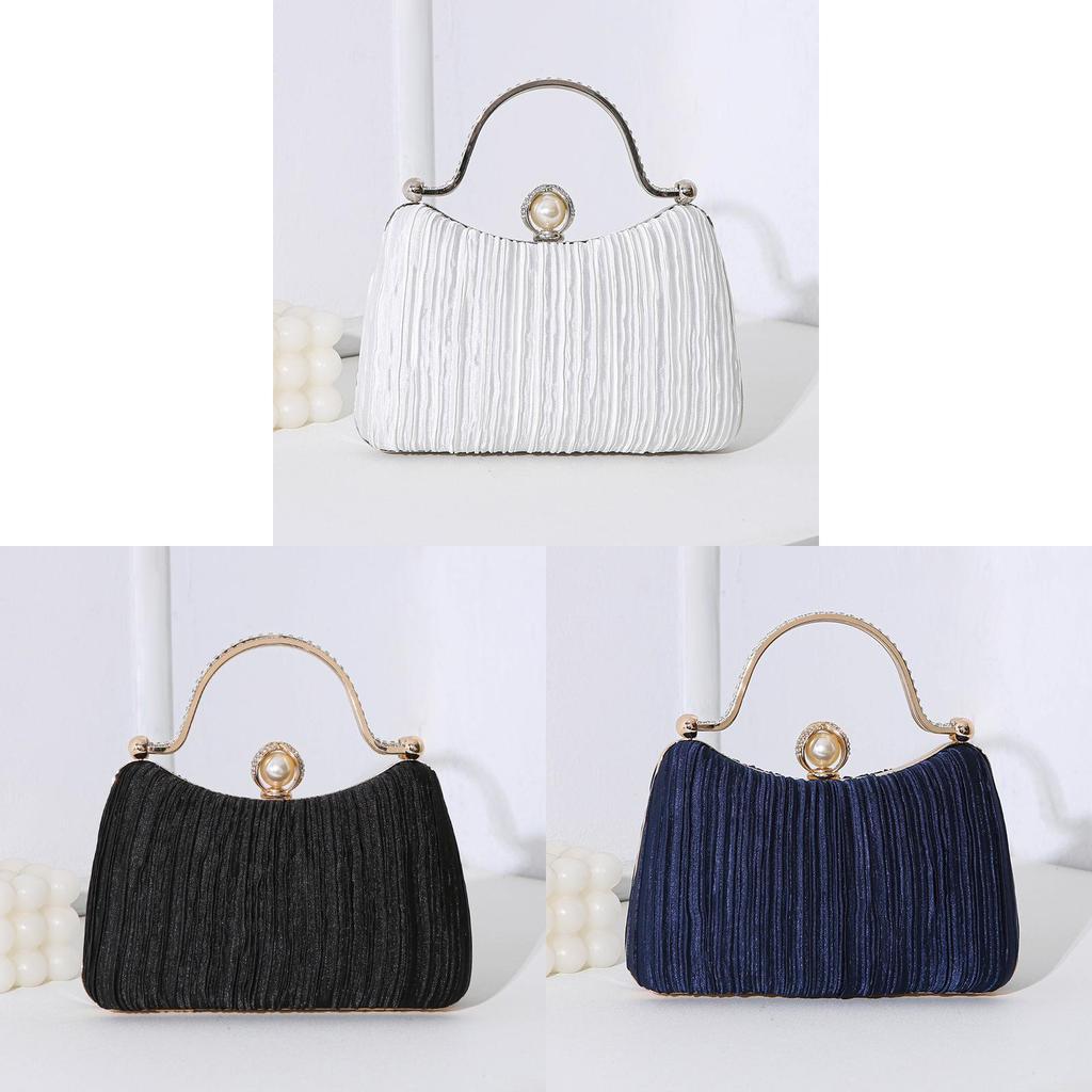 Pochette de soirée élégante en polyester avec plis ornés pour événements formels