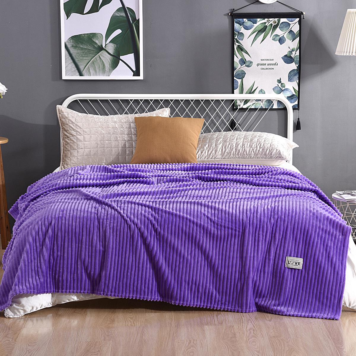 

Флисовый мягкий плед в полоску для дома и путешествий 200*230cm фиолетовый