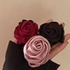 French Big Rose Flower Hair Claw Clips for Women Girls Vintage Satin Solid Fabric Handmade Shark Hairgrip Accessories New