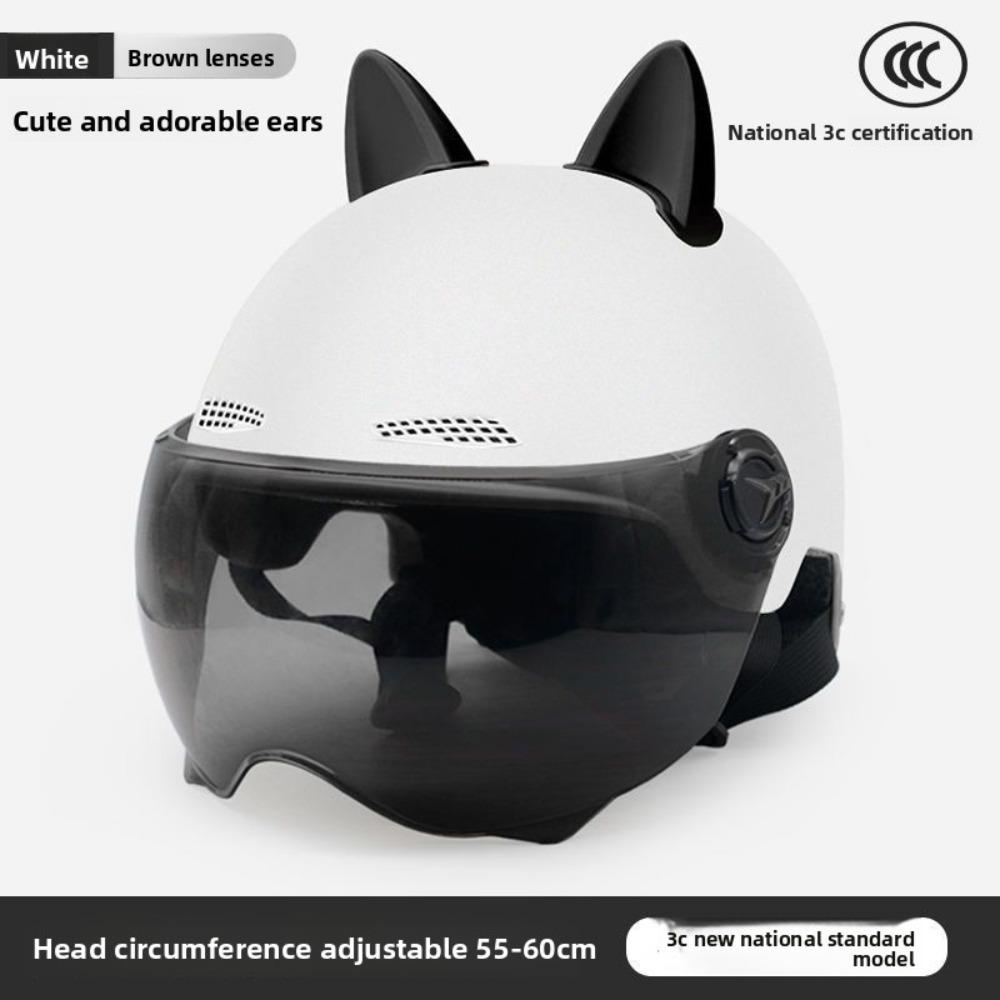 Suitable for Electric Vehicles, Women's Summer Sunscreen, Women's Battery Car, An Hat, Cute Cat Ears, Universal In All Seasons, Half Helmet Men