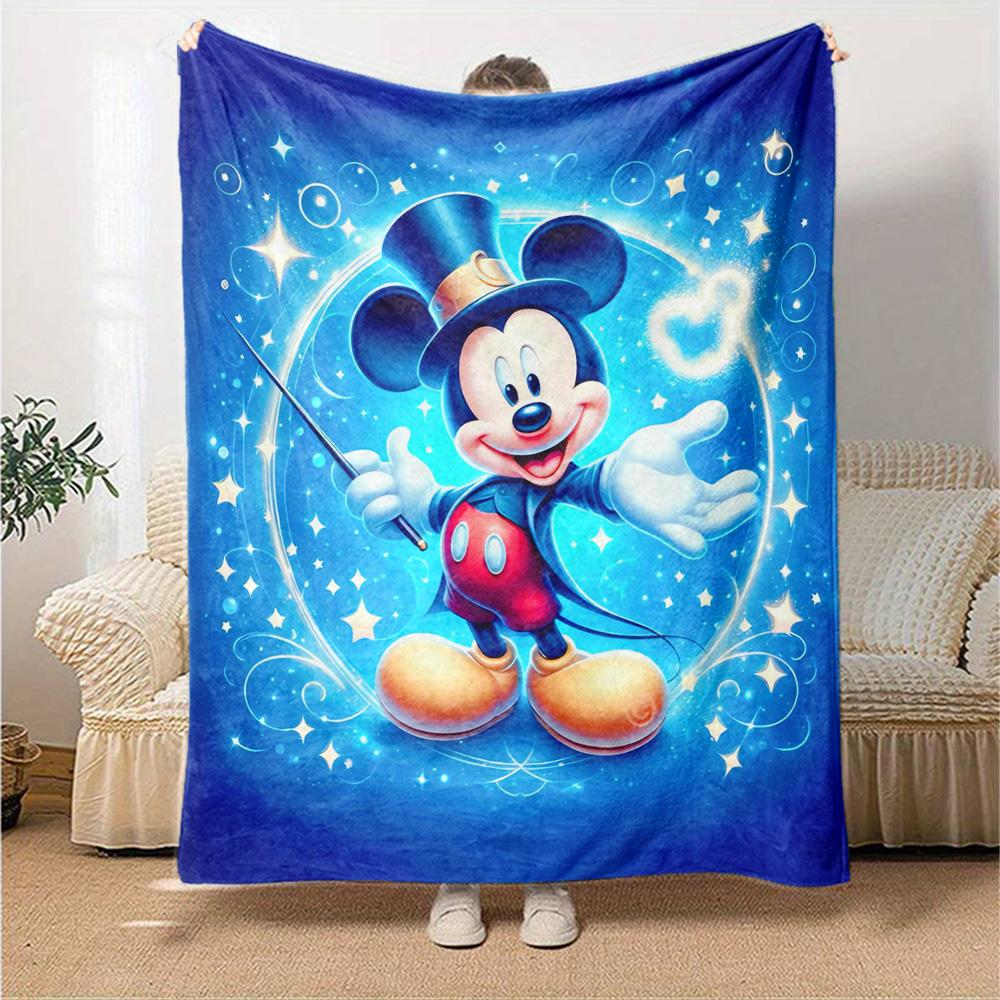Mickey Mouse Magic Moment Flannel Blanket Super Soft Warm Cozy Blanket For Sofa Bed Office Travel Allseason Home Decor Gift