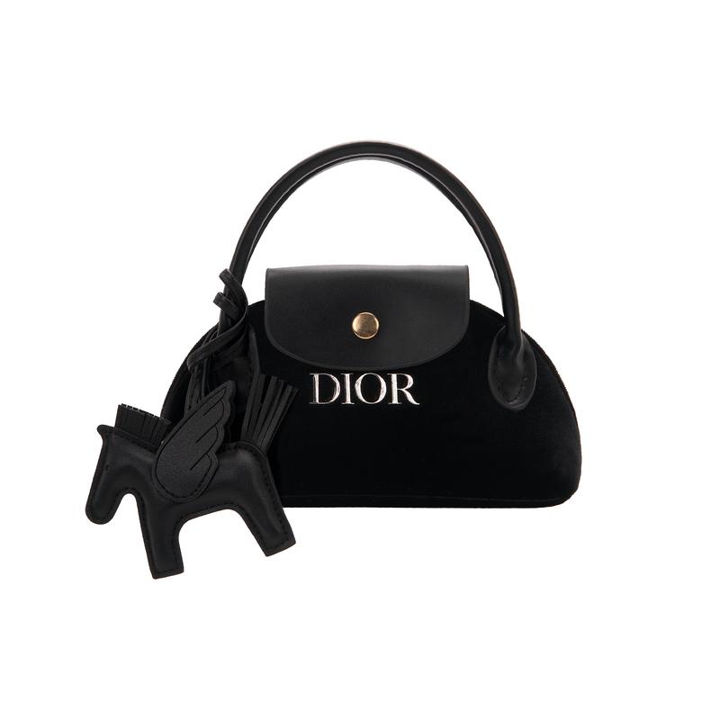 

DIOR [Customized Cosmetic Bag] Black and Silver Little Pegasus Simple Daily Versatility Portable Black Handbag Polyester Fiber Storage чёрный