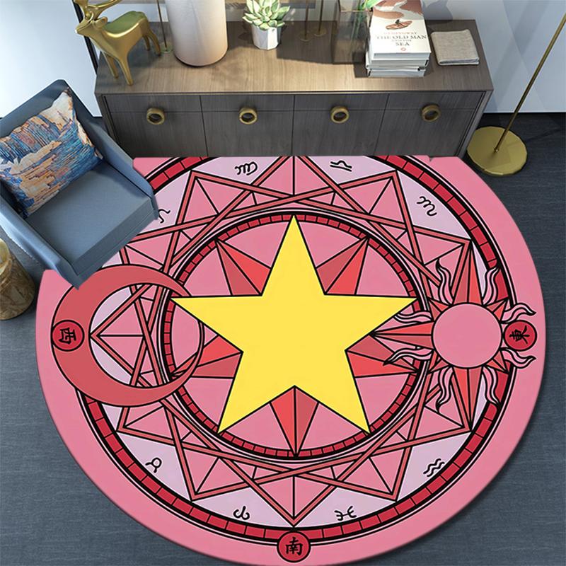 Cartoon Print Round Area Rug,Carpet Rug for Living Room Bedroom Sofa Playroom Decor,Non-slip Floor Mat