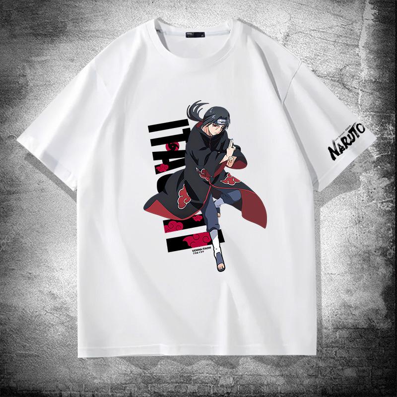 Naruto surrounding ferret god anime print cotton short-sleeved T-shirt men's summer loose shoulder half-sleeved top