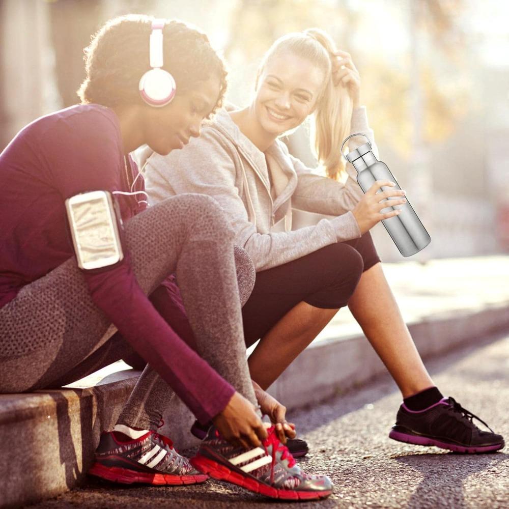 Nerezová termoska 1000 ml/600 ml Jednovrstvá láhev na vodu Opakovaně použitelná a ekologická Vhodná do myčky nádobí/jednoduchý hrnek