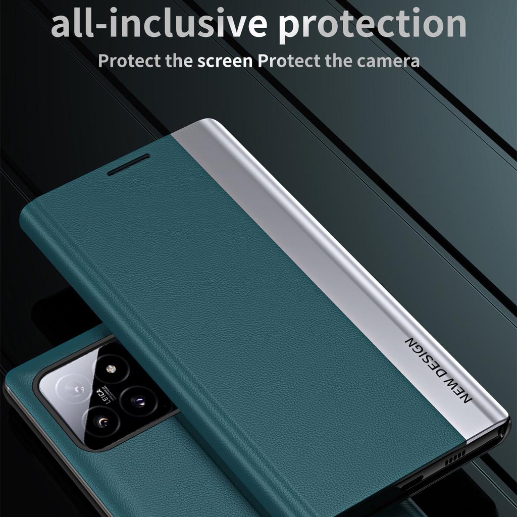 Pro Xiaomi 14 Pro Pouzdro se stojánkem Odolné proti pádu PC+Kůže Kryt na ochranu telefonu