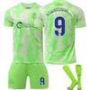 Kits de Football pour Ados Enfants Adultes Ensemble Maillot d'Entraînement Sportif avec Chaussettes 24/25 Barça 2ème Maillot Extérieur #9 Lewandowski