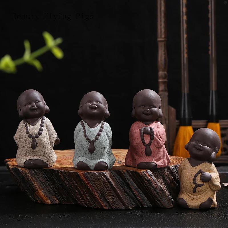 Creative and cute ceramic purple sand tea pet decorations, flower pots, tea ceremony, car mounted Zen decorations Artificial