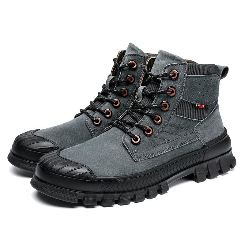 

2024 new autumn and winter new high-top Martin boots men s leather outdoor leather tooling boots 45 серый