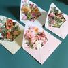 Romantic Flower Birthday Christmas Card 3D Pop-up Paper Flowers Postcard with Envelope Valentines