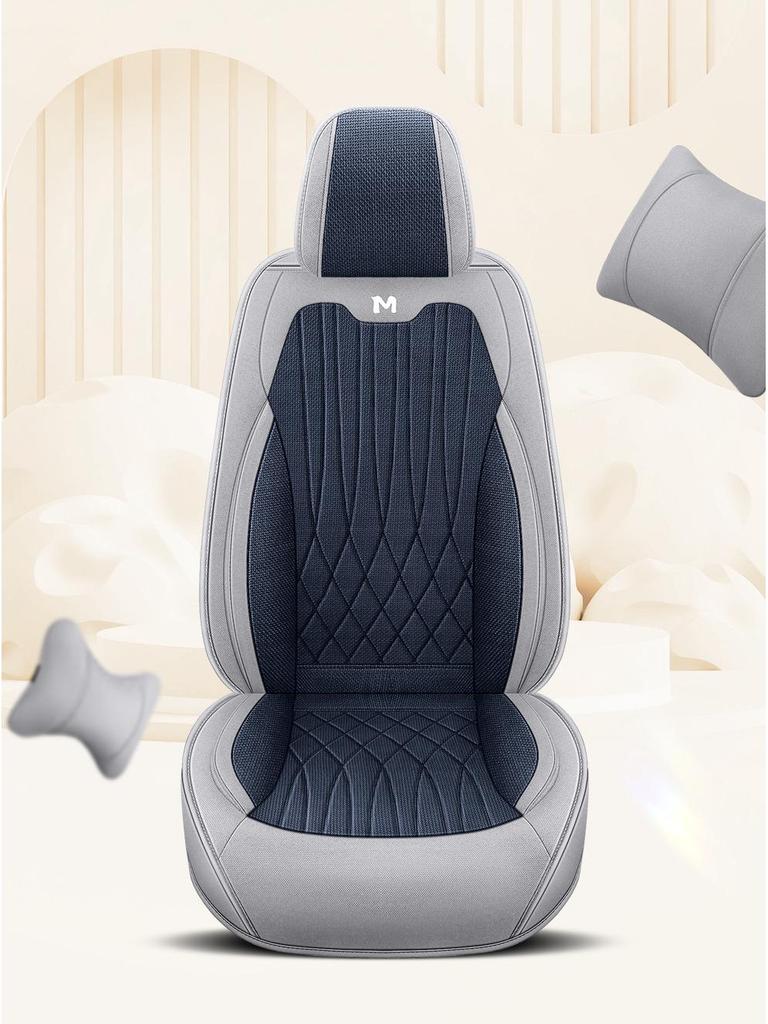 Universal Breathable Linen Car Seat Cushion - Full Surround for All Seasons, Fits Five Seats