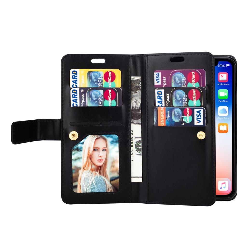 Multi-Function Leather Phone Case for iPhone 14, 13 Pro, Samsung S23U with Nine-Carat Zipper