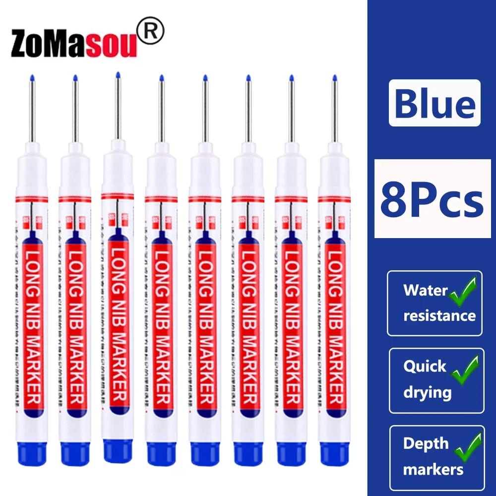 1/8/40/80Pcs Long Head Markers Pen Multi-purpose for Woodworking Tile Decoration Deep Hole Marker Pens Red/Black/Blue/Green Ink