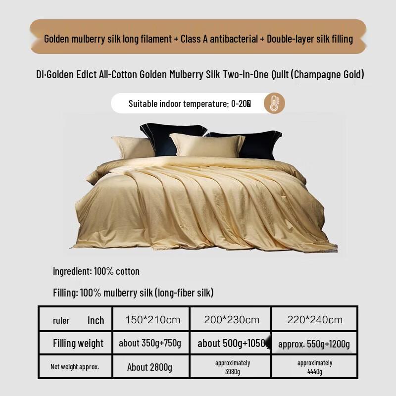 Mercure Home Jinyu All-Season 100% Mulberry Silk Duo Quilt