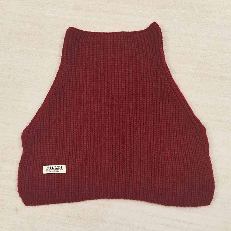 Monochrome knitted versatile slit shawl personalized neck cover spring and autumn outdoor windproof comfortable breathable neck protection warm scarf