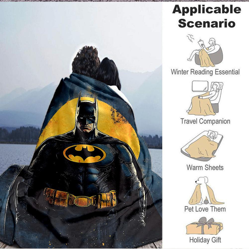 1pc Batman Flannel Throw Blanket - HD Printed Lightweight Soft Warm All-Season Blanket for Sofa, Bed, Travel, Camping 144