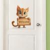 Cartoon Cat Welcome Sign Wall Sticker Self-Adhesive Removable Kids Room Bedroom Home Decor
