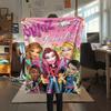 1Pc Bratz Doll Print Flannel Blanket, High quality Comfortable for All Seasons, Home Decor, Warmth and Comfort, Perfect for Gifts
