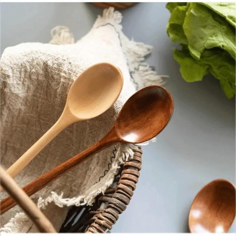5 stuks/6 stuks Nanmu Houten Lepel Set Japanse Stijl Lepel Keukengerei Tafelgerei Bestek Set Festival Keuken Dinergerei Cadeau