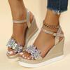 Women Summer Wedge Heel Sandals Platform Sandals Strap Open Toe Chunky Bottom Casual Shoes  Gold Silver Pink Sandals