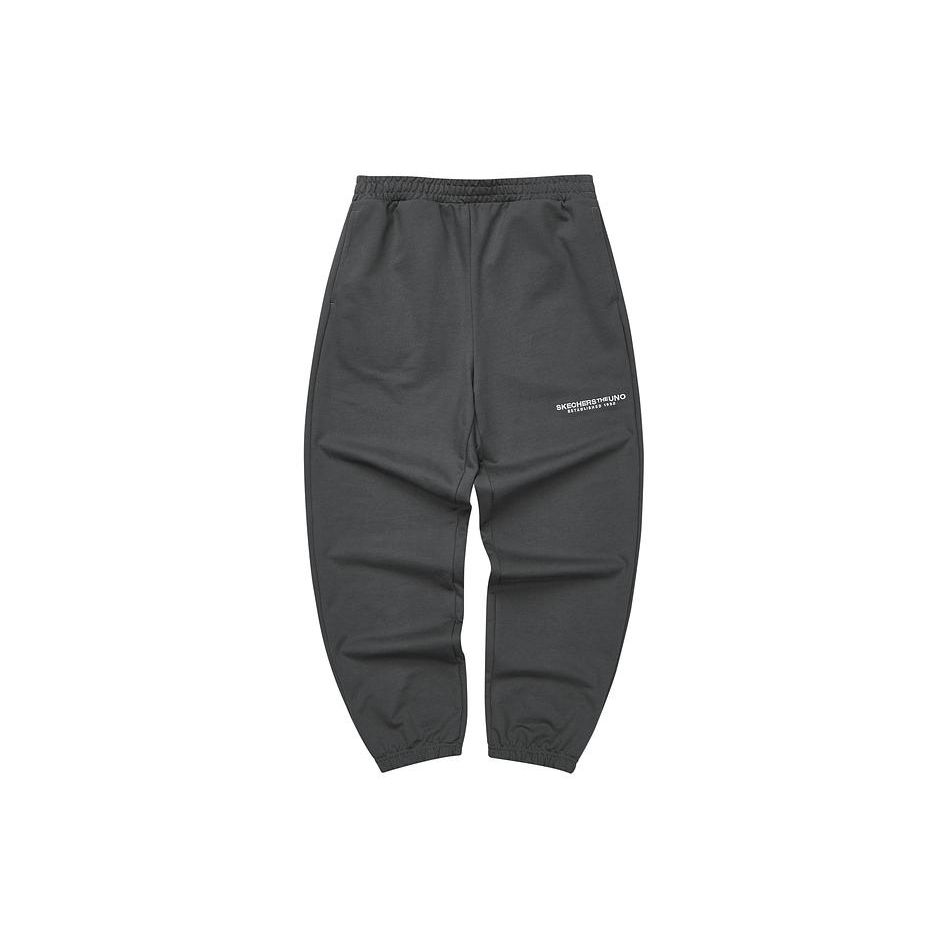 Skechers Letter Mid-Rise Loose Fit Cuffed Knit Sports Pants Men Pants Road-Gray L124M054-0214 S