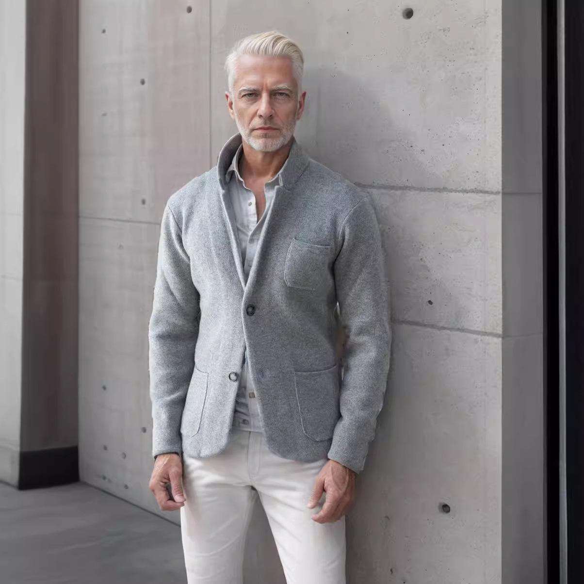 

Новый стиль Мужская мода Британская куртка Повседневная мужская куртка Однотонная мужская куртка 3XL серый