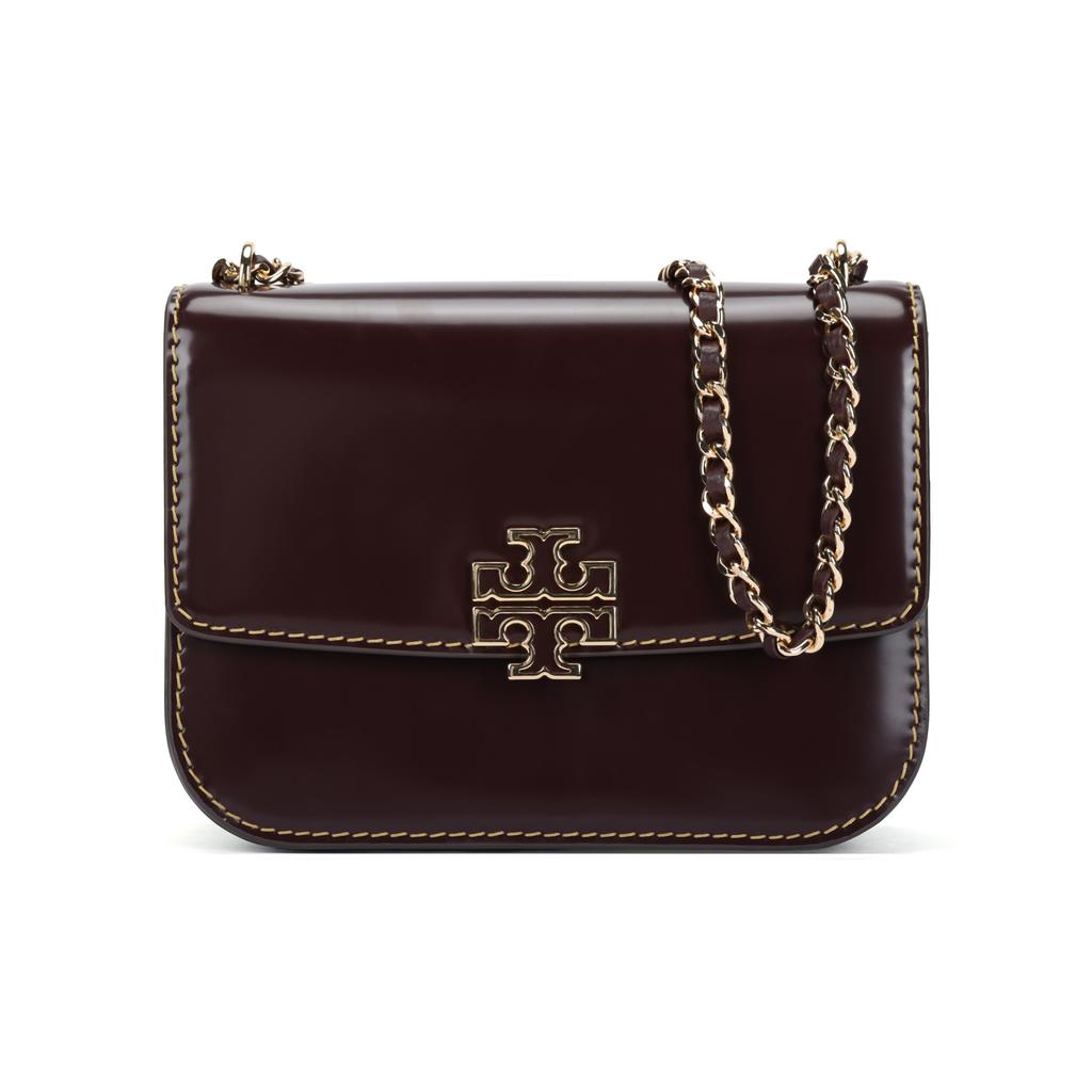 Tory Burch Bolso de Hombro con Cadena y Solapa con Doble Logo Britten para Mujer Rojo Cereza 143936-611