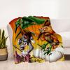 "Prehistoric Fun: Tom & Jerry's Dino Adventure Poster Print"Blanket Flannel Throw Blanket for Sofa, Bed, Travel, Camping, Office