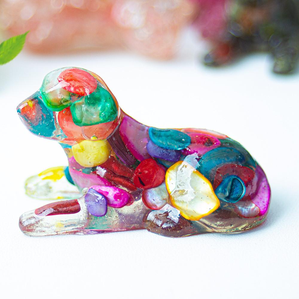 White Crystal Resin Dog Statue With Modern Design For Living Room Decor Gift