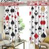 2D FLAT PRINTING 2pcs Curtains (Without Rod) Playing Card Symbols Popular Contemporary Curtains Versatile Polyester Fabric