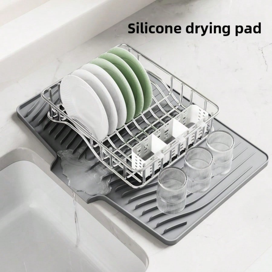 Kitchen Counter Silicone Drying Mat Silicone Dishes Drain Mat Tableware Insulation Slope Drain Mat