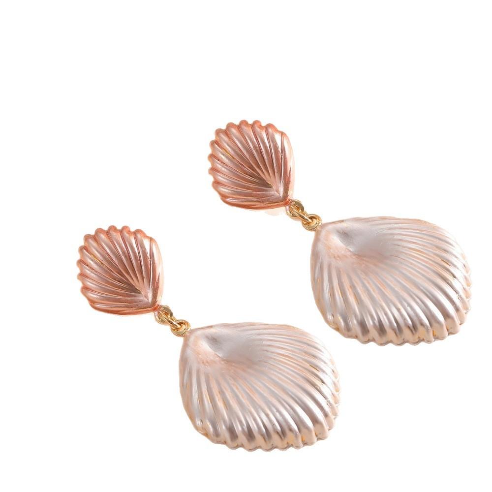 New Enamel Ocean Shell Stud Earrings for Women, Fashionable Minimalist Irregular Floral Summer Versatile Earrings