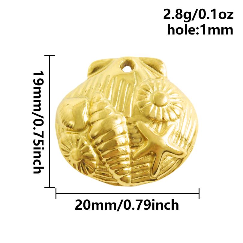 6pcs Real Gold Plated Marine Organism Shell Lobster Coral Stainless Steel Charms For Jewelry Making Supplies DIY Animal Pendant