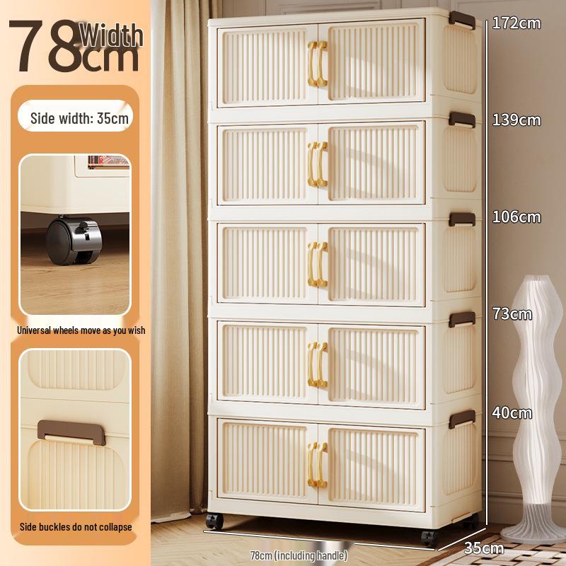Folding Multi-Layer Plastic Storage & Wardrobe Cabinet for Kids and Households