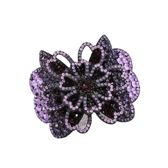 Non-Slip Elastic Large Hair Clip Elegant Rhinestone Flower Decor Spring Hair Clip Hair Accessories