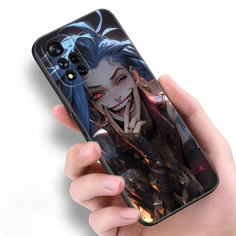 Arcane Jinx Anime Black Silicone Phone Case For Xiaomi POCO X3 X4 NFC F5 M3 M4 M6 X5 X6 Pro F3 F4 GT 5G C55 C65 M5