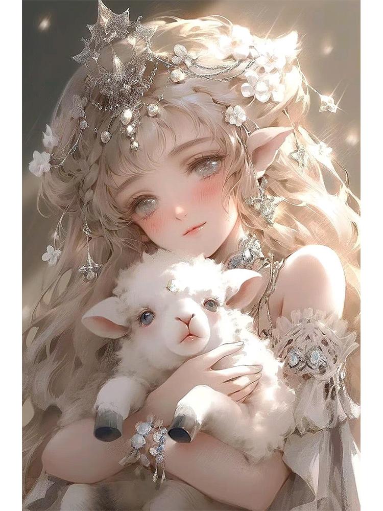 Diamond Painting Embroidery of the Zodiac and Anime Fairy Portrait Set 5DDIY Colorful Dragon, Rabbit, and Pig Home Decoration