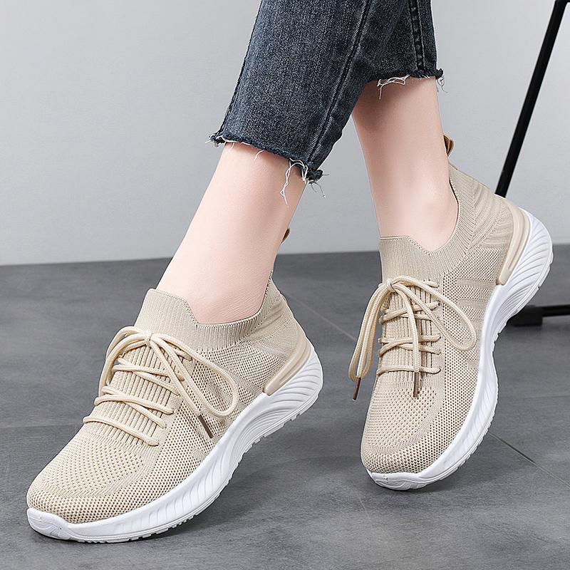 Breathable Mesh Women Running Shoes Lightweight Casual Sports Shoes Knitted Flats Walking Socks Shoes