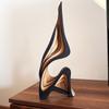 Minimalist 3D Abstract Sculpture Artistic Abstract Wood Carving Wooden Statue  Office