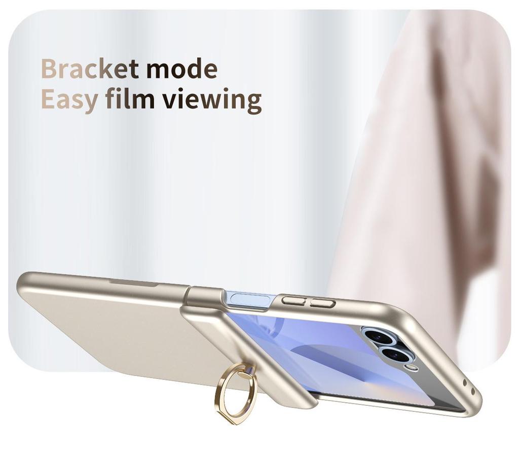 Samsung Z Flip7/6/5 Sturzsichere Handyhülle mit 4/3 Fingerringständer & Vollabdeckungsfolie