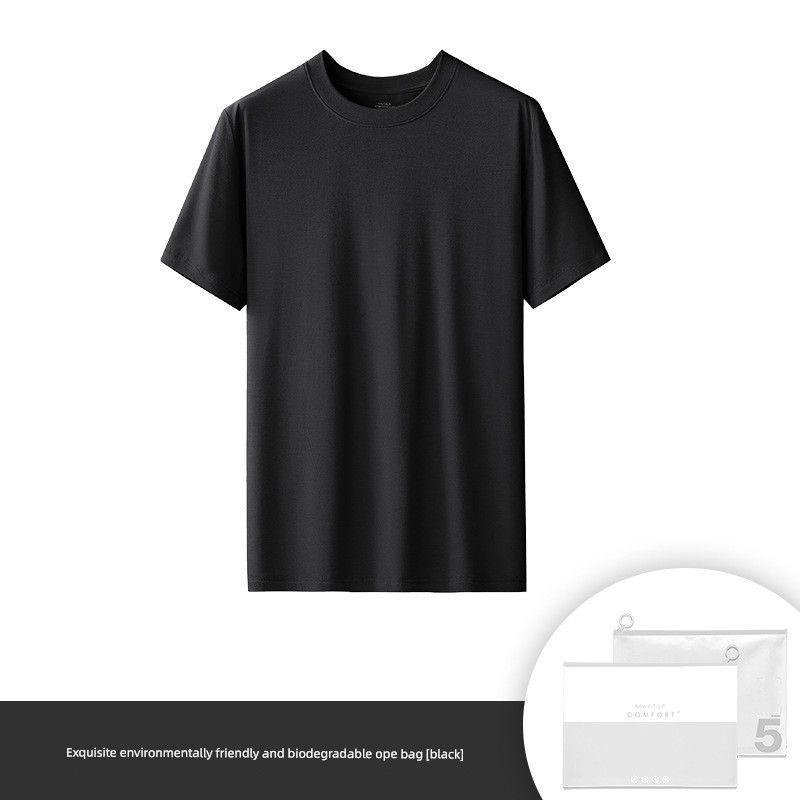 60 Modal Men Short Sleeve T-Shirt 2024 New Arrival Trendy Summer Bottoming Shirt Export Export White T-shirt
