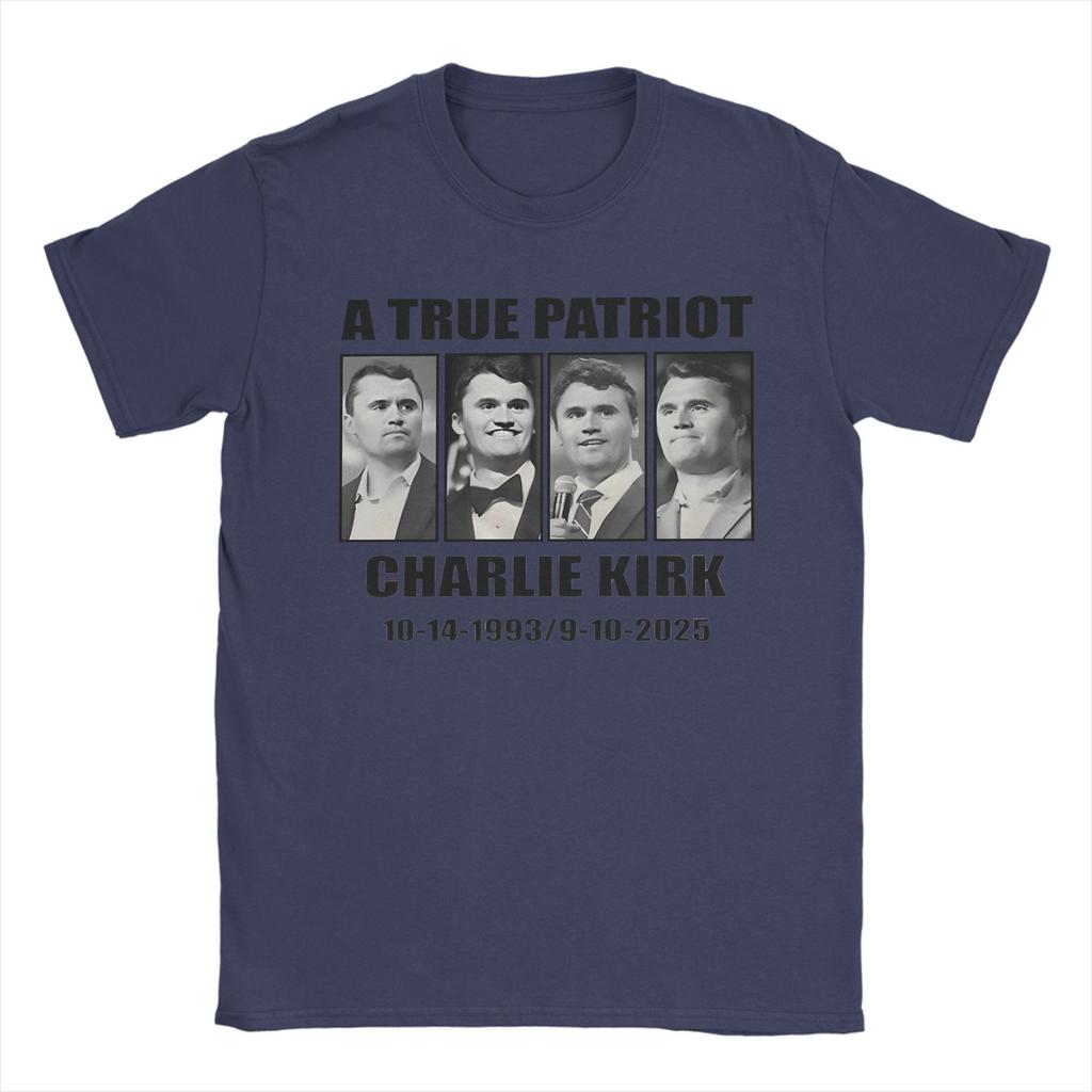 Charlie Kirk A True Patriot T-Shirts for Men  Vintage Cotton Tees O Neck Short Sleeve T Shirt Big Size Tops