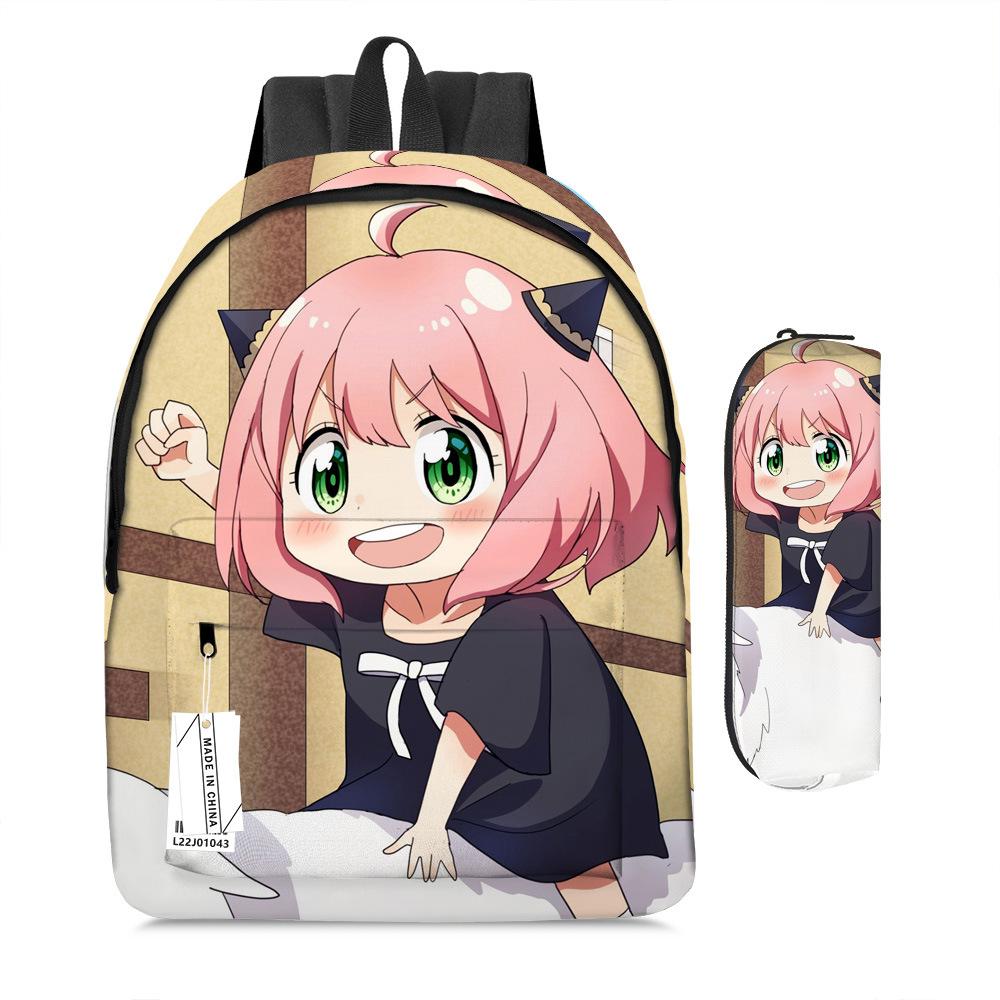 Spy Play House Cartoon Backpack Elementary And Secondary School Children'S School Bag Digital Full Printing Backpack Pencil Case