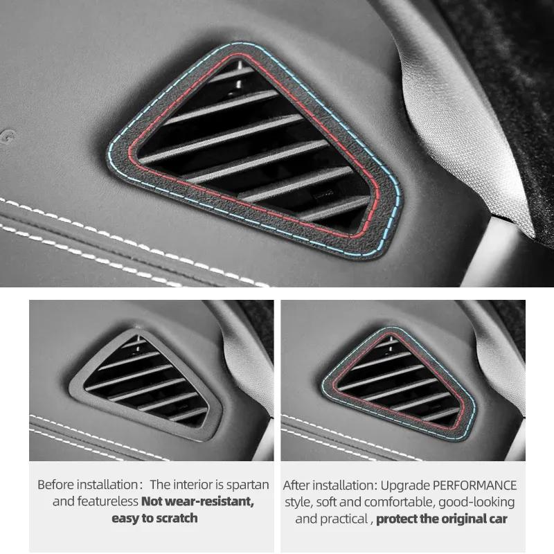 For BMW X5 F15 2014-2018 Made of Alcantara Car Interior Dashboard Side Air Vent Outlet Trim Frame Performance Stickers Accessory