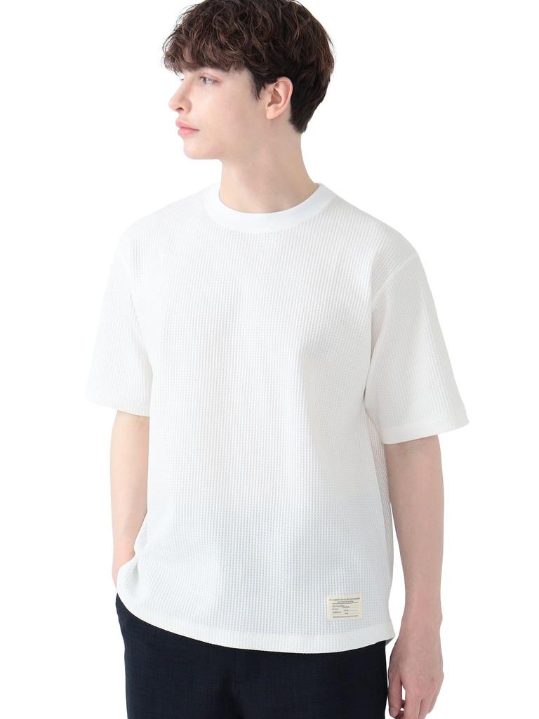 Beams Heart Quick-Dry S/S Waffle T-Shirt (Moisture-Wicking, Quick-Drying, and Pill-Reducing), Men's White, Size L, 42040348639