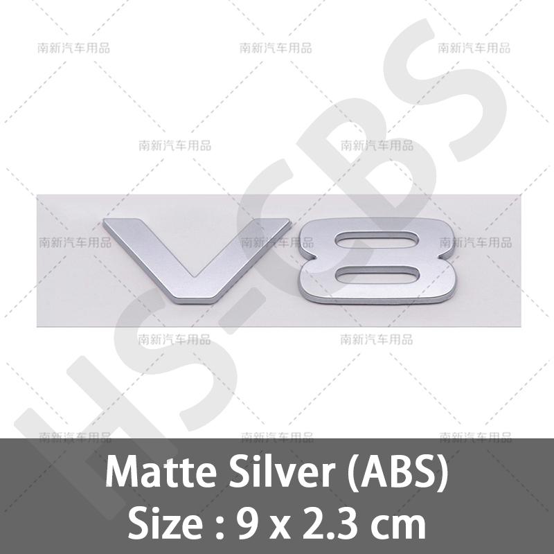 3D ABS Bilmotor Slagvolym Logotyp V8 Bokstav Emblemet Bakluckeemblem Auto Baklucke Dekaler