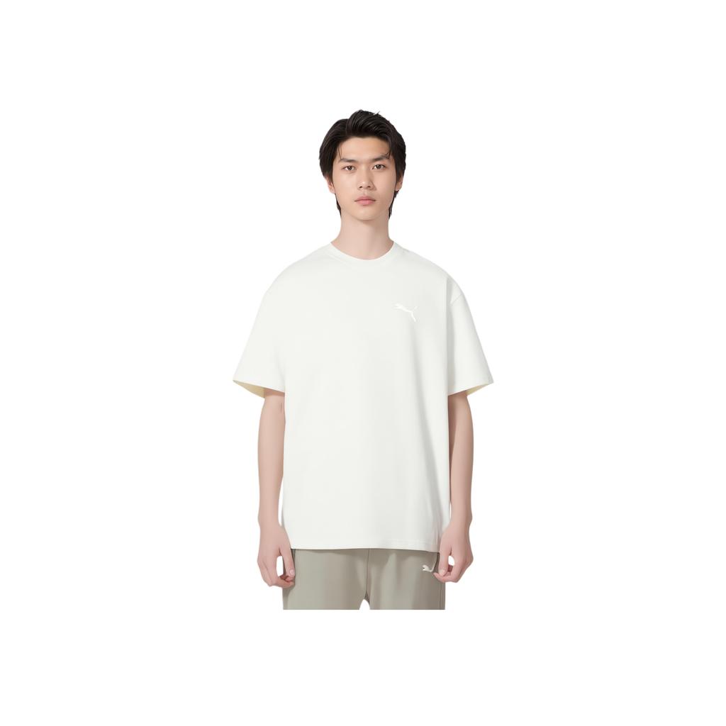 Puma Logo Round Neck Breathable Casual Sports Short Sleeve Drop Shoulder T-Shirt Men T-Shirts White 684354-65