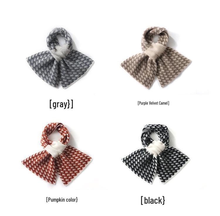 Women's 100% Pure Cashmere Perforated Plaid Scarf - Warm Knit Neck Gaiter for Autumn/Winter Cold Protection