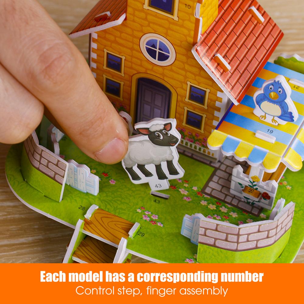 3D Three-dimensional Building Puzzle Model Toys DIY Handmade Paper Puzzle Building Blocks Educational Toy Gifts for Children