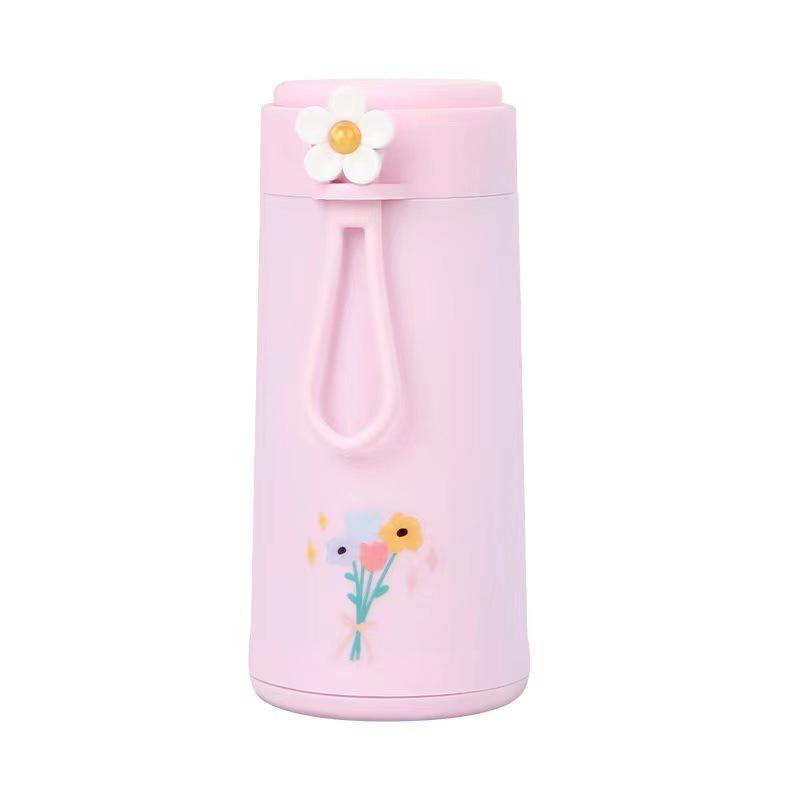 New Floral Cup, Rope, Glass Cup, Double-layer Insulated Anti-scalding Water Cup, Children's Student Gift Cup, Portable Cup
